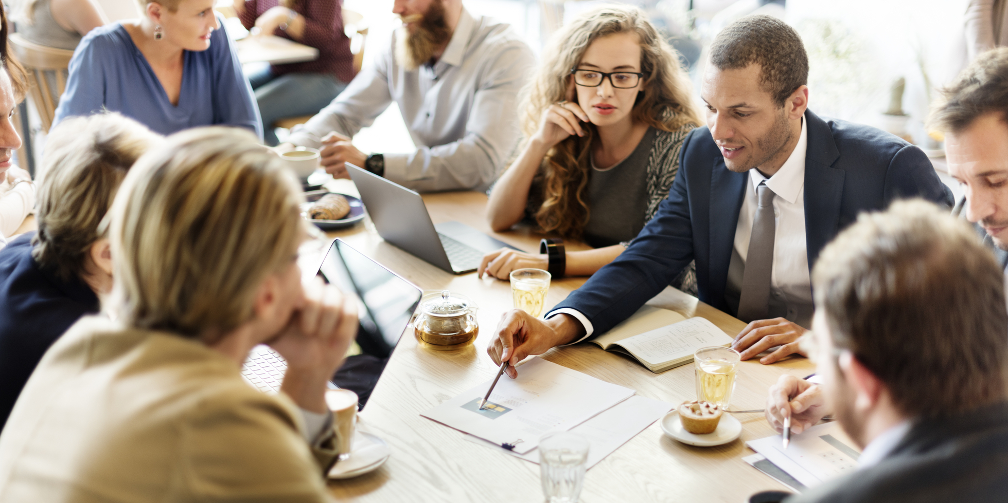 Business Team Meeting Strategy Marketing Cafe Concept